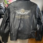 Harley-davidson 100th Anniversary Black Leather Zip-up Jacket Wing Logo Med