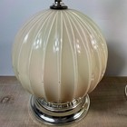 Vintage Mid Century Modern Ribbed Glass Table Lamps - Pair Of Hollywood Regency