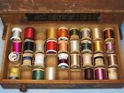 Vintage Jas Smith   Sons Sewing Needle Spool Cabinet Wood  2 Drawer Box