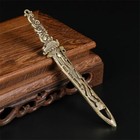 Antique Bronze Dragon Sword Mini Doll Desktop Ornament Home Decoration
