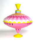 Vintage Lorenz Bolz Zirndorf Lbz Metal Tin Spinning Top With Stand Pink Litho
