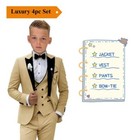 Collar Suit Set For Kids 3-14 Years 3pcs Wedding Suits Tuxedo Blazer Vest Pants