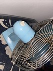 Vintage Superior Electric Fan Blue Aqua Base Blades Tested 12743 Mid Century