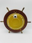 Vintage Stellar Barometer West Germany Wooden Metal Ship   s  Wheel Weather Gauge