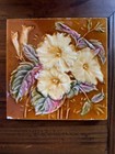 Antique Victorian Era English Tile Yellow Floral 1800s