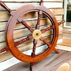 18  Wood Antique Solid Brass Center -large Wooden Ship s Wheel -nautical Decor