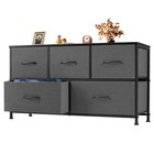 5 Fabric Drawer Storage Dresser Drawer Wood Top Storage Organizer Chest Tv Stand