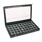 3pc Gem Jar Trays Case W 110pc Gem Jars Snap Clear View Jewelry Box Black Jars 