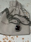 David Yurman Sterling Silver 925 20     Necklace Red Garnet  14 Mm Pendent