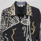 Cj Apparel Horse Show Shirt Womens Large Black Animal Print Metallic Equestrian
