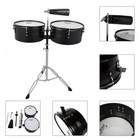 Glarry Latin Percussion 13    14  Timbales Drum Set With Stand And Cowbell Black
