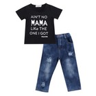 Baby Boys Dress Suit Letter Printed T-shirt denim Pants Set Kids Clothes Outfits