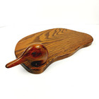 Vintage Hand Carved Duck Decoy Head Solid Oak Charcuterie Serving Board