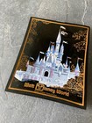 Vintage 1960 s Disneyland Castle Ashtray Trinket Tray Smoke Glass Gold Houze Art