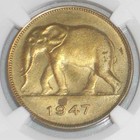 1947 Five Francs Brass Coin Belgian Congo Elephant Left Ngc Graded Uncirculated