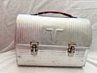 Vintage American Thermos Brand Silver Aluminum Dome Lunch Box With Thermos