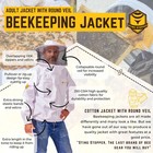 Sting Stopper Cotton Canvas Beekeeping Jacket With Round Veil  Large