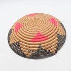 African Tribal Hand Woven Coil Basket 12 Inch Geometric Pattern Vintage