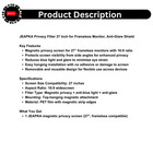 Jeapka Privacy Filter 27 Inch For Frameless Monitor  Anti-glare Shield