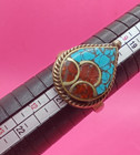 Vintage Antique Ancient Ring Bronze Mosaic Four Eyes Stone