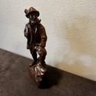 Vintage German Black Forest Hand Carved Wood Figurine Hunting 7 5 Inches Tall