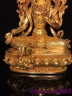 12 4 old Tibetan Buddhism Bronze Gilt Green Tara Kwan-yin Goddess Buddha Statue
