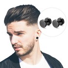 2pcs Gothic Stainless Steel Screw Dumbbell Stud Earrings Punk Rock Hip Hop Men 
