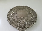 Heavy Vintage Antique Ornate Vanity Mirror   Comb Silver Plated Floral Design