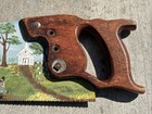 Vintage Hand Painted Cross Cut Saw Wood Handle Signed Civil War Scene 25    Long