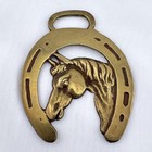 Brass Horse Medallion Antique Mare Stallion Luck Horseshoe Cast Parade Harness