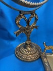 Hollywood Regency Vintage Gold Metal Vanity Mirror And Tray Set