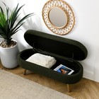 Ottoman Oval Storage Bench Rubber Wood Legs Green 43 5 x16 x16  