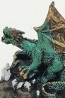 Medieval Green Mini Dragon Figurine Sitting On Crystal Rock