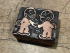Printing Letterpress Printers Block Antique Copper Two Guys Shaking Hands  2086 