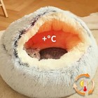 Pet Dog Cat Bed Round Plush Kitten Warm Sleeping Nest Bed Cat Igloo Cave House