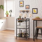 Bar Cart With 3 Mirrored Shelves  Wine Rack   Glass Holder