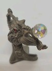Vintage Spoontiques Pewter Wizard Figure W  Red Eyes  Cobra Staff   Crystal