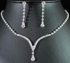 Elegant Clear Austrian Rhinestone Crystal Necklace Earrings Set Bridal N1277