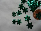 Vintage Metallic Green Daisy Shaped Sequins - 60 Pcs 