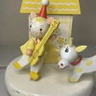 Vintage Wooden Nursery Originals Lamp Baby Yellow Hey Diddle Diddle Cow Mouse