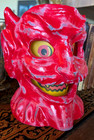 Paper Mache Vintage Style Halloween Red Devil Head Lighted Lantern 8 