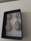 Rhinestone Teardrop Silver Earrings New Bridal Formal Prom