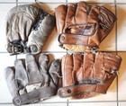  1 Lot Of 4 Antique   Vintage Baseball Gloves Mitts Some Autograph Models Old