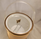 Georges Briard Vintage Ice Bucket Mid Century Gold W Clear Handle   Metal Tongs