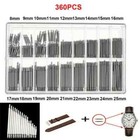 360pcs Watch Pins Spring Bars Band Strap Link 8-25mm Repair Kit Stainless Steel 