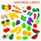 135pcs Kids Play Food Set  Value Pretend Food For Play Kitchen With Fruit  Veget