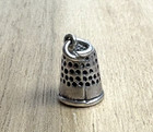Vintage Sterling Silver Thimble Sewing 3d Charm Pendant