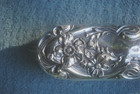 Antique Vanity Brush  Silver  Art Nouveau Floral Embossed  7  Length 