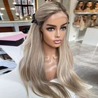 Synthetic Hair Heat Resistant Hd Lace Front Wig Blended Blonde Long Straight