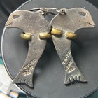 Vintage Taxco Mexico 925 Sterling Silver Dolphin Mixed Metal Dangle Earrings